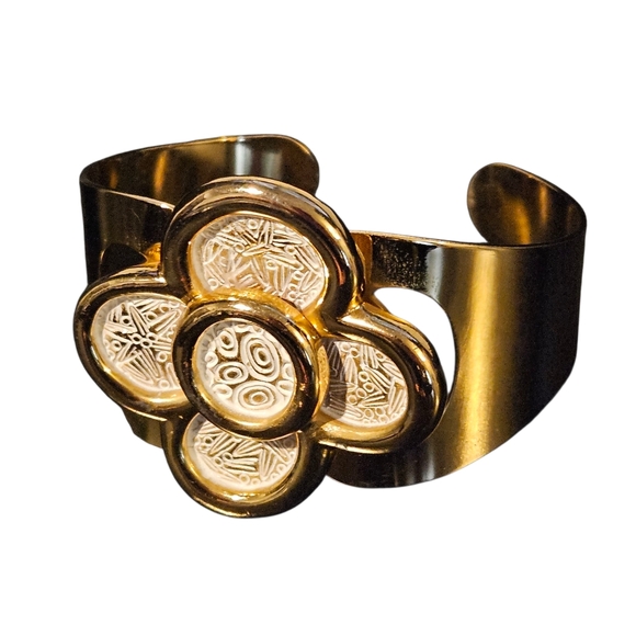 Vintage Dior Bracelet 1973 Christian Dior Floral Statement Cuff Bracelet Germany - Picture 13 of 16